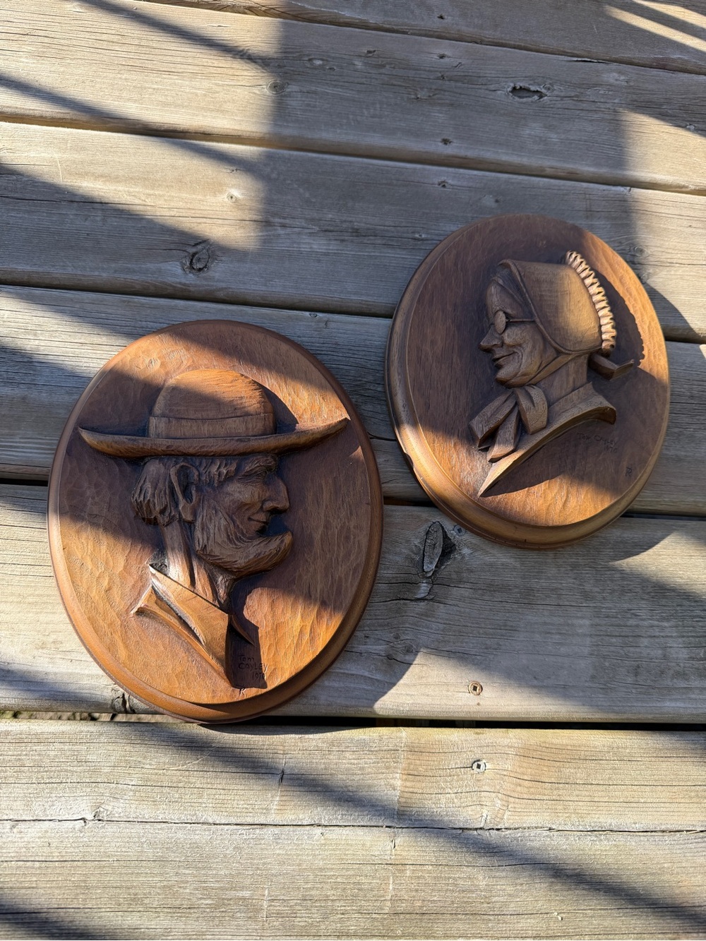 Vintage Hand Carved Pennsylvania Dutch Wall Plaques Set Karl Rothammer 1970 - Picture 2 of 13